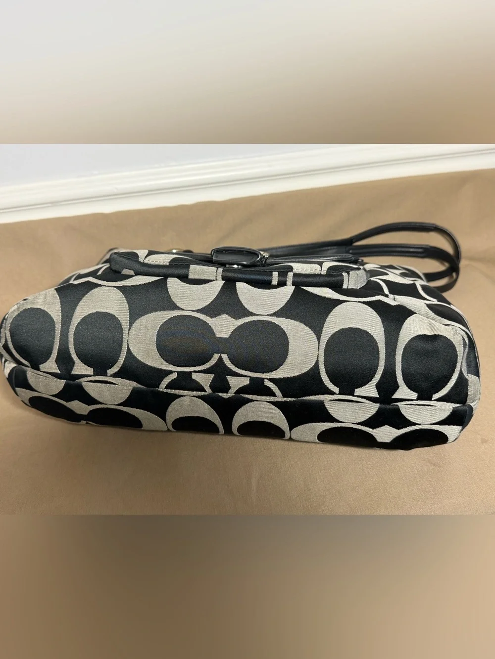 ✨ Authentic Vintage Coach Op Art Signature Tote✨Black & Gray| F25994 | Y2K Era